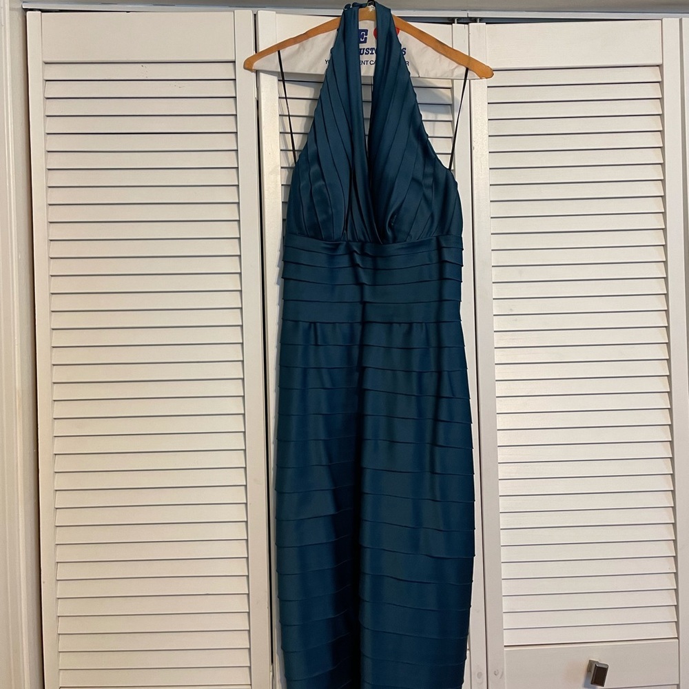 Turquoise halter formal dress